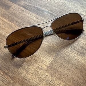 Ray-Ban Women's Sunglasses with Silver Frame and Brown Lenses 59/14